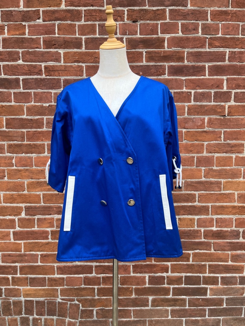 Vintage '80s Courreges Paris Nautical Royal Blue Double-Breasted Sailor Jacket